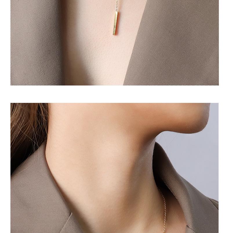 Minimalist Geometric Square Tassel Necklace - Titanium Steel Clavicle Chain, Style P819