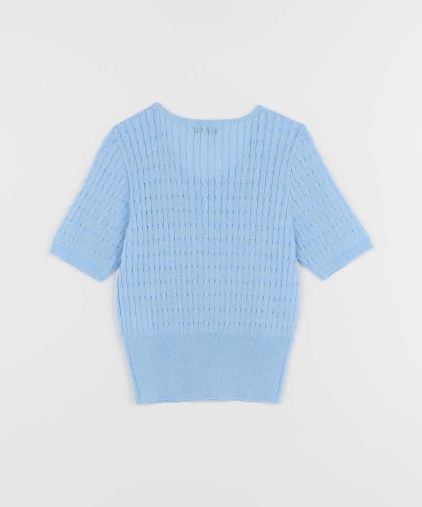 JBYRARA Linen Cable Short Sleeve Knit_Sky Blue