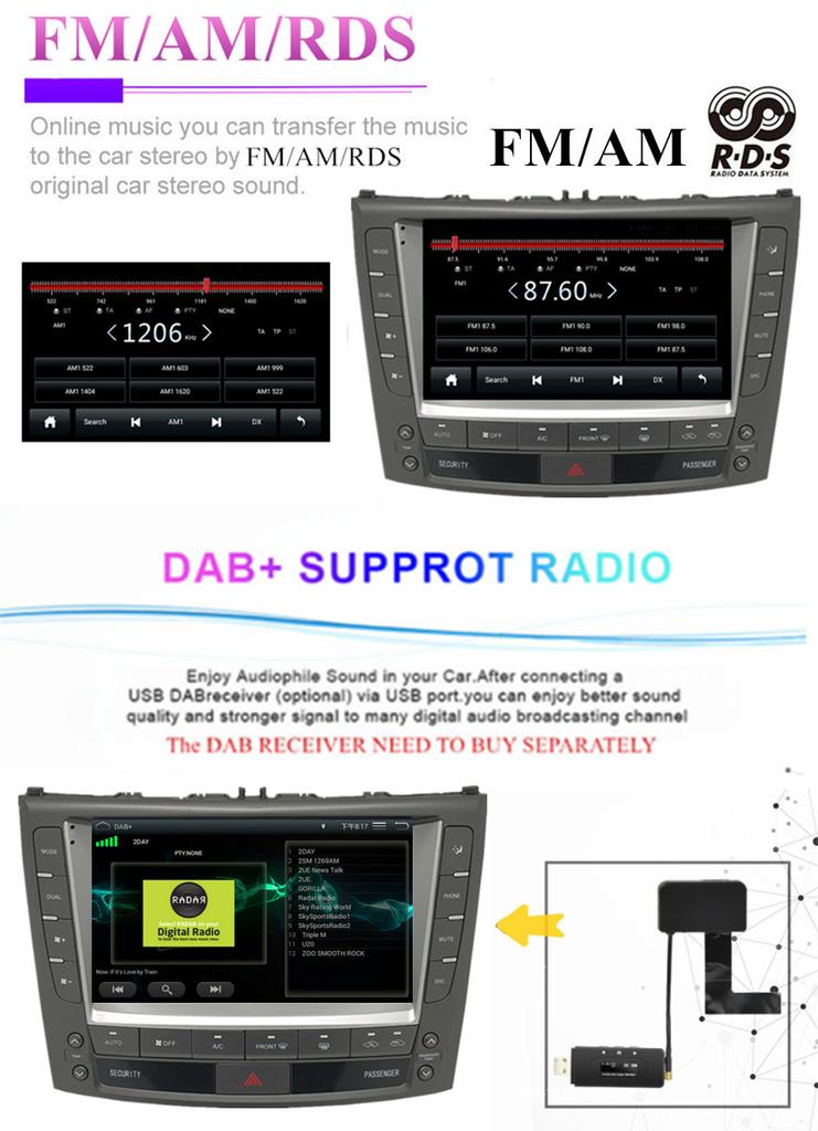 9" Android 10 Octa-Core Car Stereo Radio GPS 6+128G WiFi FM For 2005-12 Lexus IS