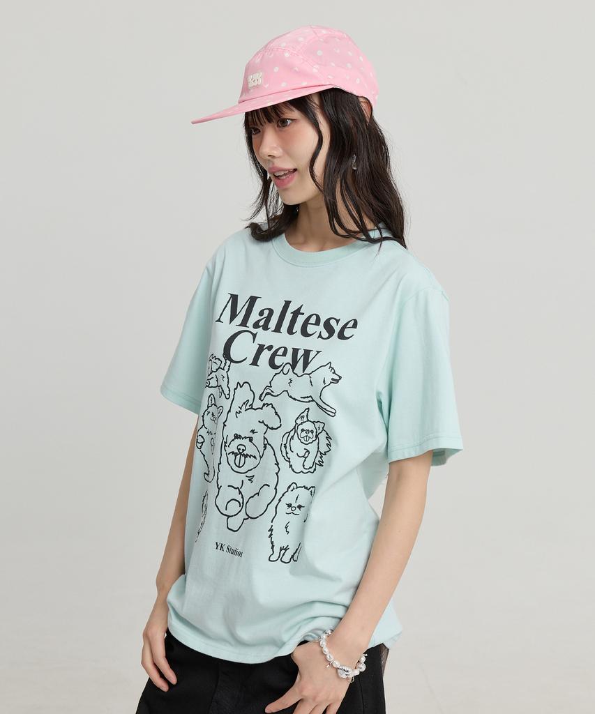 WAIKEI Maltese Crew Line Graphic Short Sleeve T-Shirt Mint