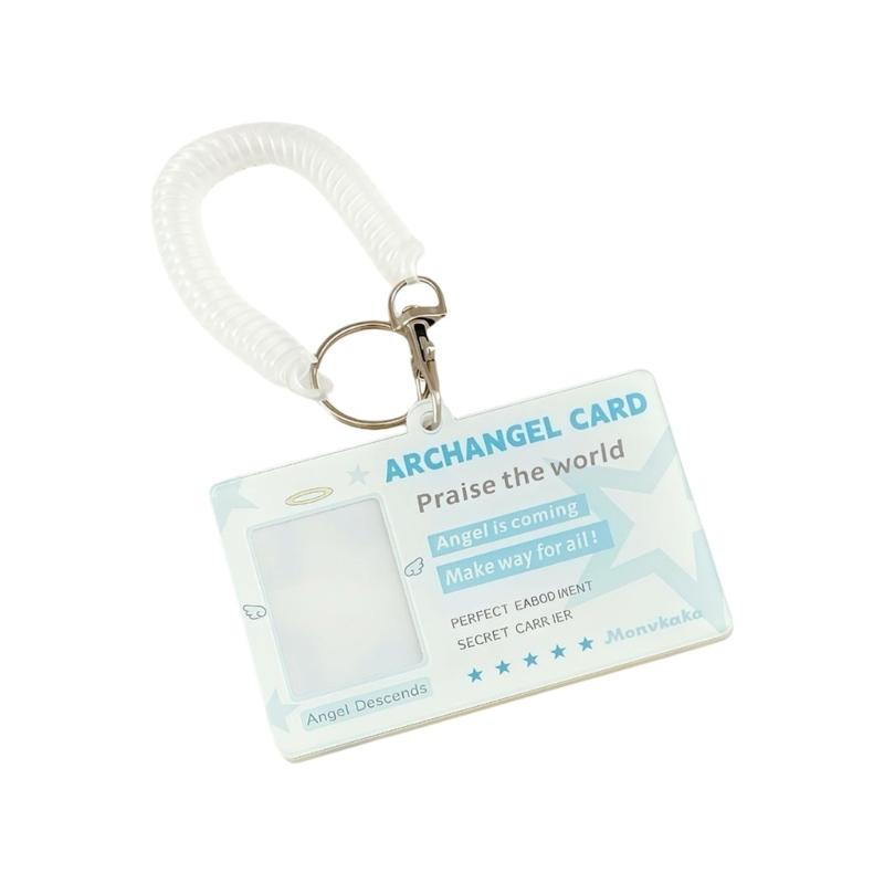 

Angel Wing Design Acrylic Card Holder For 1 inch Photos With Practical Lanyard And Portable Keychain Accessory синій