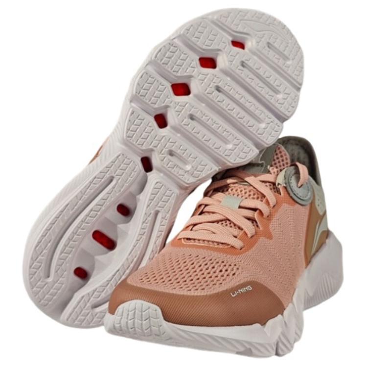 Li-Ning Sports Lifestyle Series Simple Fashion Comfortable Non-Slip Wear-Resistant Low-Top Casual Shoes Women Casual Shoes Peach Pink AGLU238-3