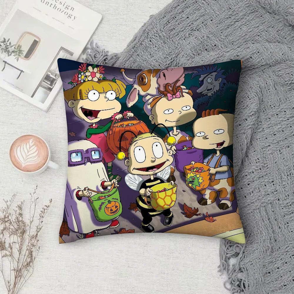 Cartoon R-Rugrats Pillow Case Square Double-Sided Printing Sofa Cushion Cover Pillowcase Bedroom Bedside