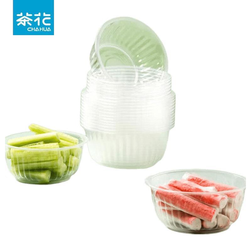 CHAHUA Disposable Transparent Plastic Bowls, 360ml