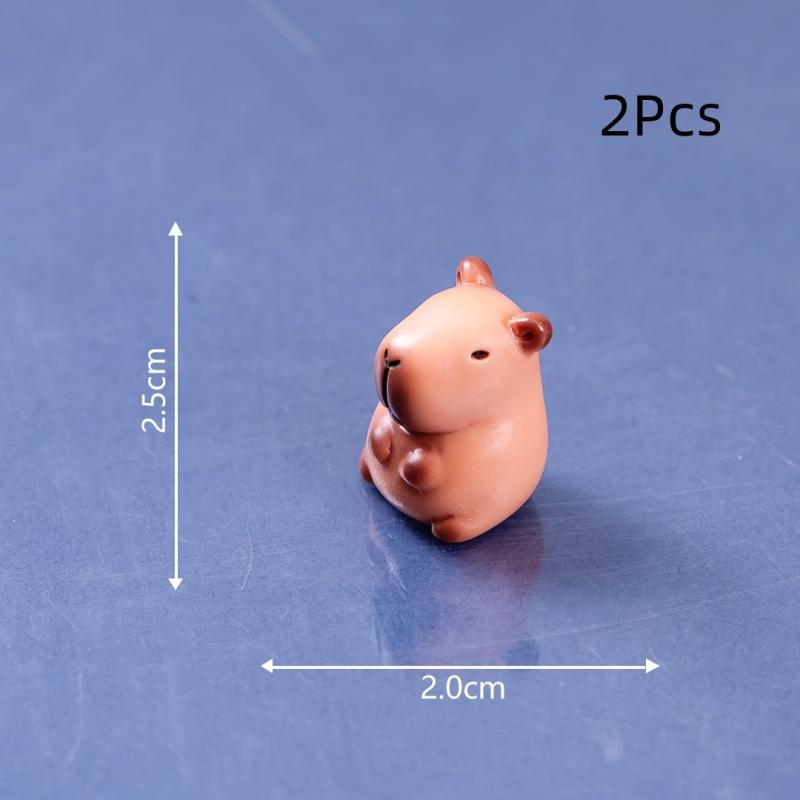 2 ks Mini Pryskyřičné Kapybara Miniatury Figurky Roztomilá Vílí Zahrada Zvířecí Ozdoba Mini Soška Dekorativní Malá Krajinářská