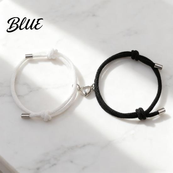 Magnetic Alloy Love Charm Bracelet 2Pcs/Set Matching Heart Pendant Couple