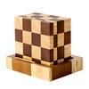 6 Pièces Dessous de Verre en Bois Absorbants Protecteurs avec Support Plateau à Thé Ensemble de Dessous de Verre Damier pour Protection de Table
