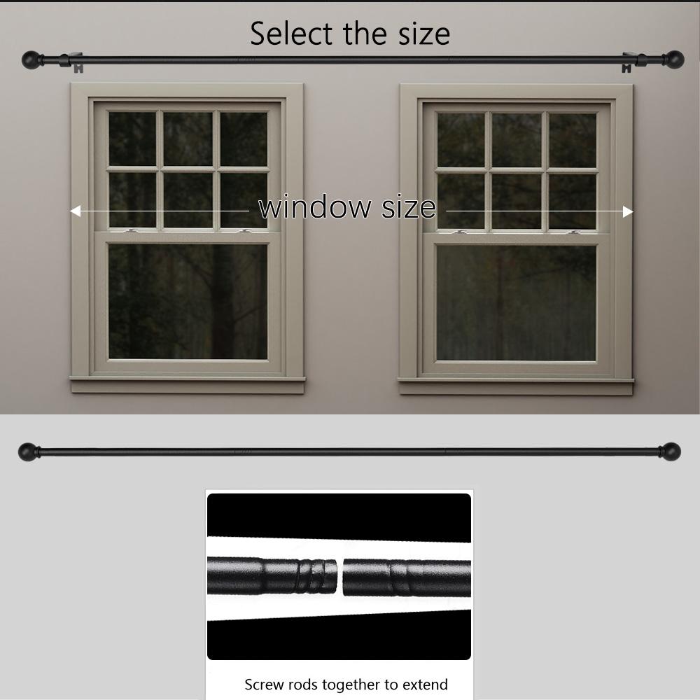 Universal Window Curtain Rod Set, 45inch - 147inch . Heavy-duty Extension Rod, Suitable for Large Windows. Spliced Design. Black, White, Gold, Silver.