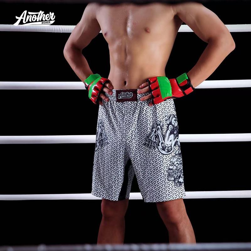 Mens MMA Boxing Shorts With Pixiu Design UFC Training Muay Thai BJJ Gym Workout - Quick Dry Athletic Compression