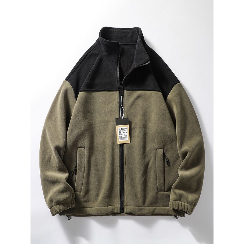 Men's Double-Sided Fleece Jacket Thickened Polar Fleece and Fleece Clothing Jacket Export Men's Stand Collar Cardigan Zipper Sweatshirt