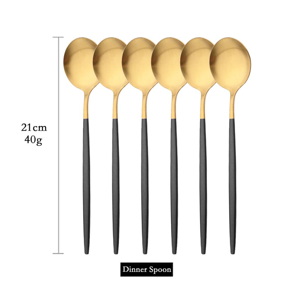 Pachet de 6 linguri rotunde pentru supă de uz casnic linguri de cină din oțel inoxidabil Linguri de masă cu mâner lung în stil coreean Veselă de bucătărie