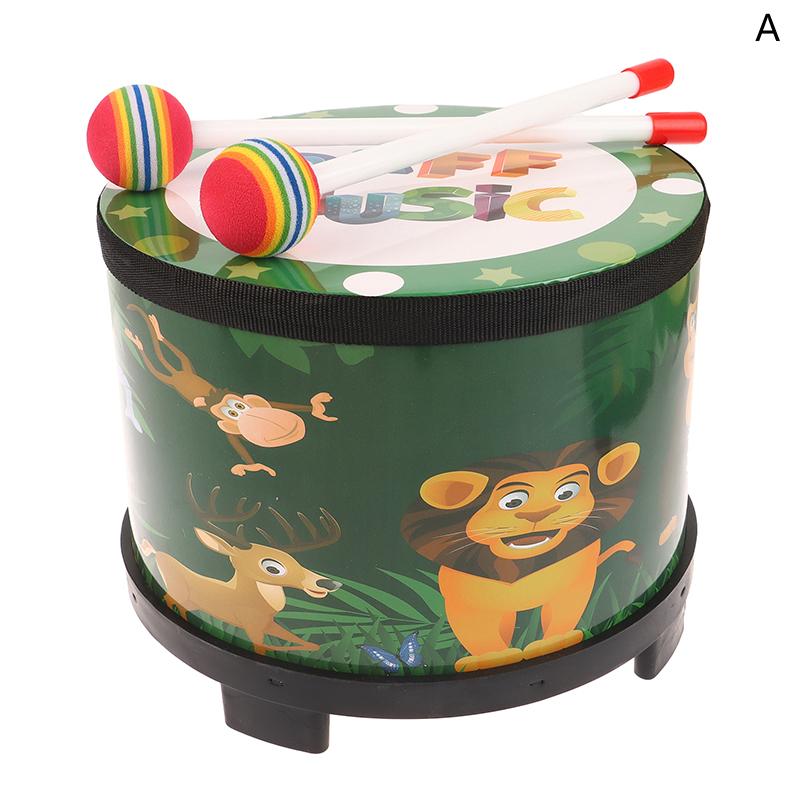 8 Inch Floor Drum With 2 Drum Mallets Preschool Toys Beat Instrument Ground Drum Percussion For Kids Christmas Birthday Gift