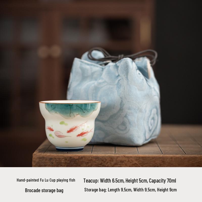 Hand-Painted Jade White Tea Cup Set - Kung Fu Style Porcelain with Gift Box