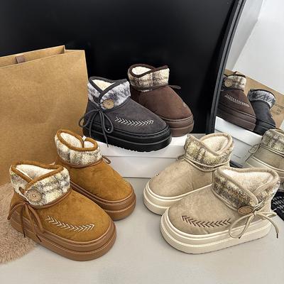 Women's Lightweight Comfortable Thick Sole Winter Warm Snow Boots Padded Lining Non-slip Shock Absorption Wear Casual Sports High-top Cotton Boots