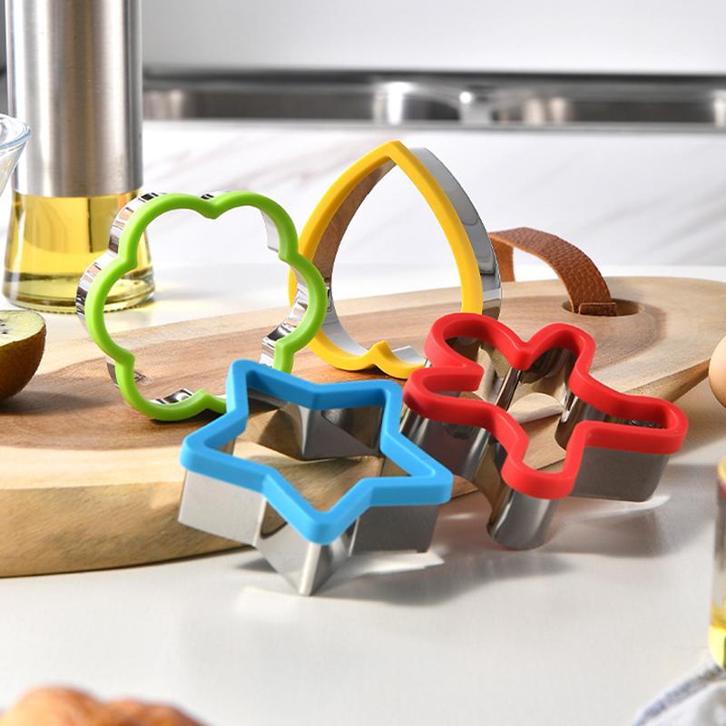 4ks Forma na pečení Vykrajovátka na cukroví Modelovací nástroje Kovová forma na sušenky z nerezové oceli Kuchyňské potřeby pro domácí kuchyňské potřeby