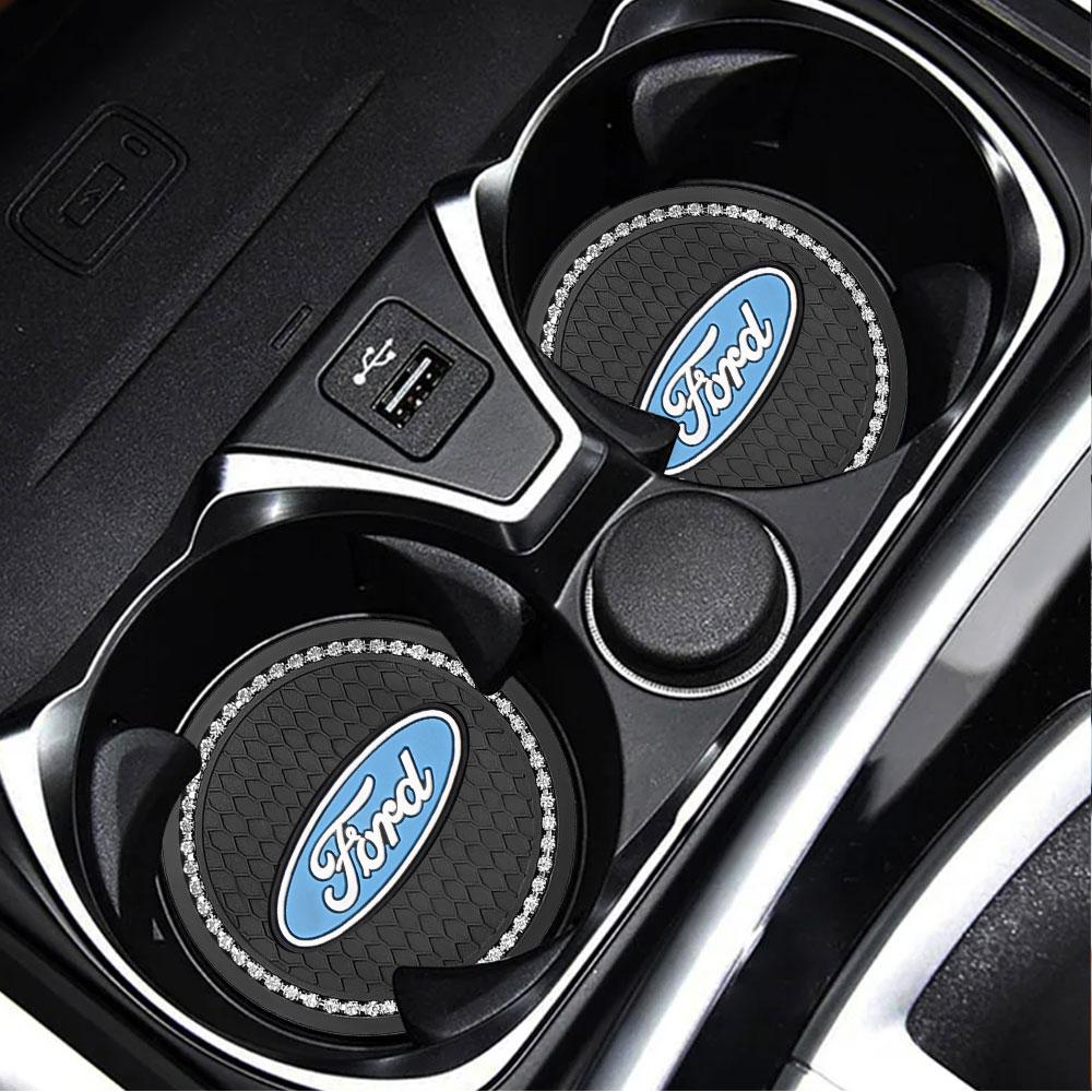 1/2pcs Diamond Silicone Car Water Coaster Pad Anti-Slip Cushion Drink Mat For Ford Ranger S-Max Focus ST Mondeo Transit Tourneo HJUM0