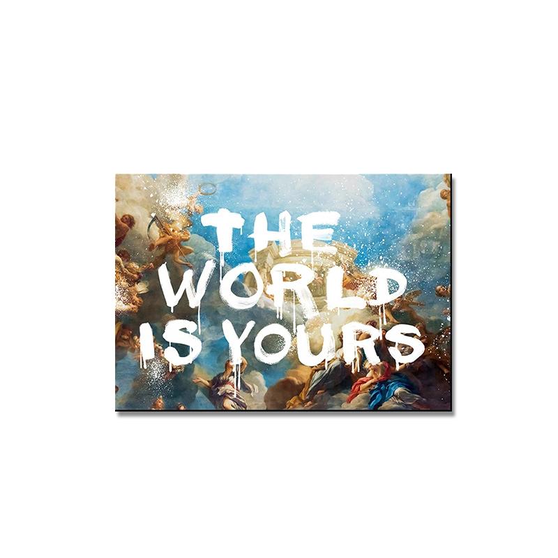 

Ретро картина маслом «Мир принадлежит тебе» Лицо со шрамом Триповые психоделические постеры и принты на холсте Настенная картина для гостиной 21*30cm