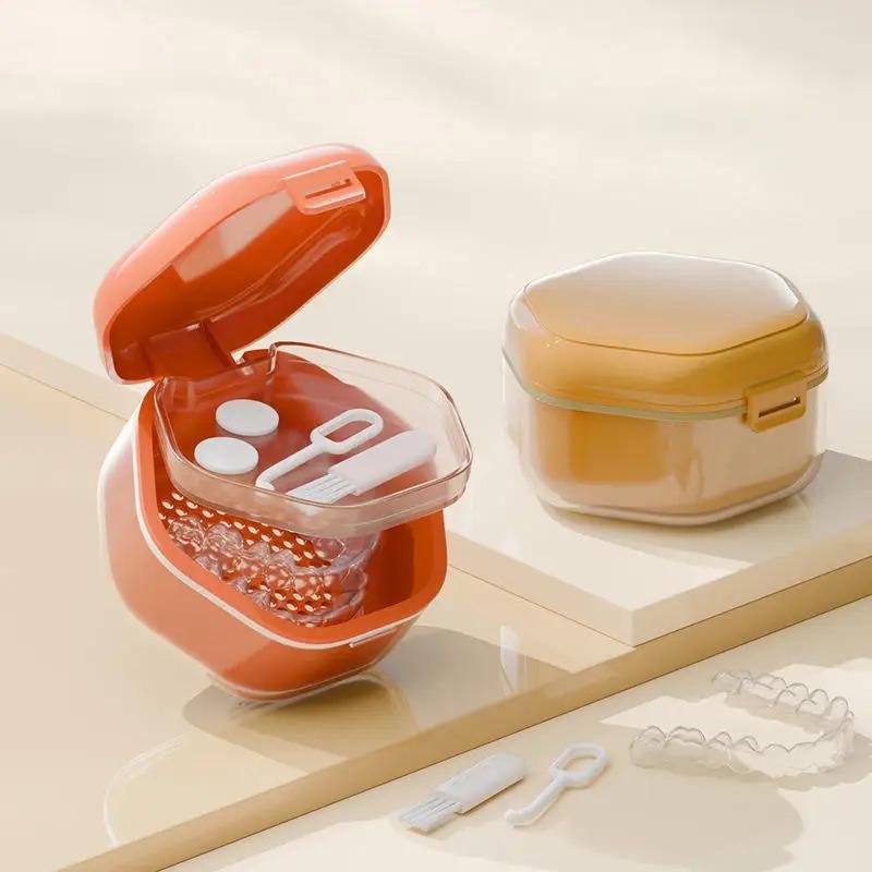 1Pc Orthodontic Retainer Braces Storage Soaking Box Invisible Teeth Denture Cleaning Tooth Storage Container Sealed Case