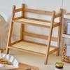 2-Tier Storage Shelf Rustic Wooden Desktop Stand Display Rack Trapezoidal Storage Organizer