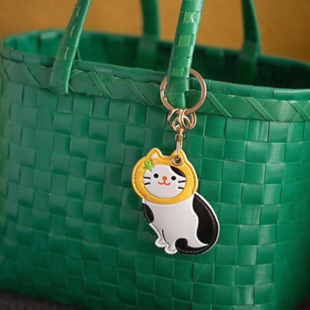 Leather Fruit Kitty Access Card Holder Maneki-neko Access Control Card Pendant  Car Key Pendant