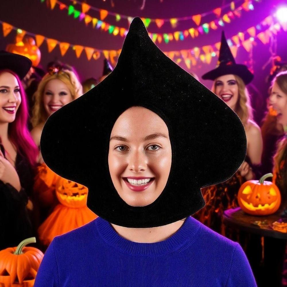 Měkký Halloweenský Klobouk Pohodlná Dekorativní Černá Pokrývka Hlavy Teplý Klobouk Eso Pikové Děti