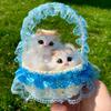Mother Cat and Kitten with Basket Figurine - Toy Gift for Kids or Girlfriend
