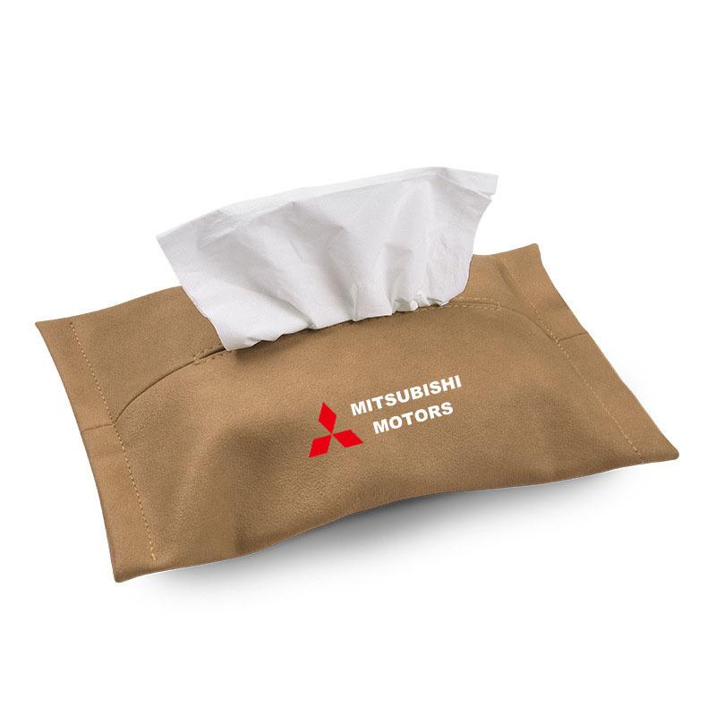 Car Tissue Box Leather Auto Paper Towel Storage Bag for Mitsubishi Lancer Mirage Pajero Asx 10 Outlander 3 l200