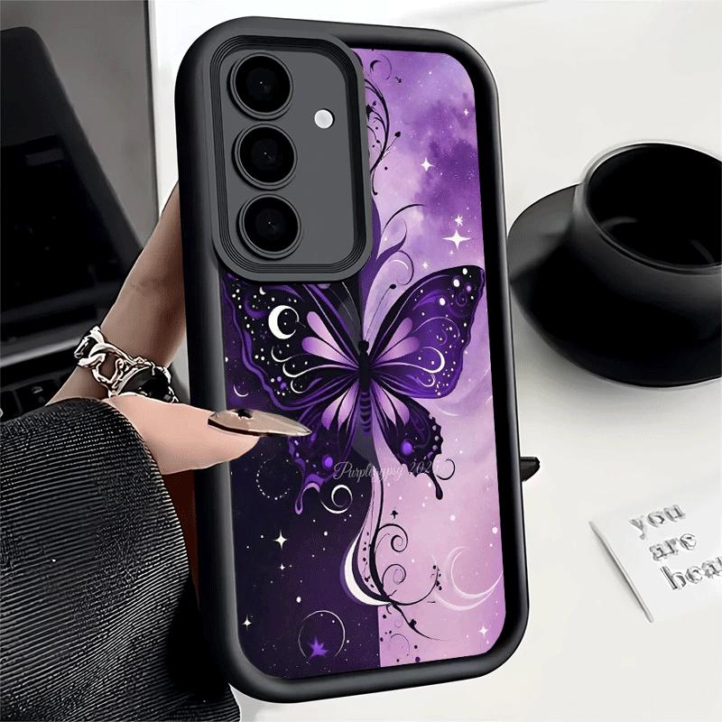 Phone Case for Samsung Galaxy A17 A16 A15 A14 A13 Beautiful Purple Butterfly A56 A36 A26 A55 A35 A25 A54 A34 A24 A53 A33 A23 A07