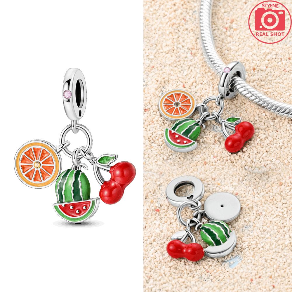 Cactus Avocado Pendant Diy Green Series Tree Charm Copper Beads Fit Original Bangle Charms Bracelet Women Jewelry