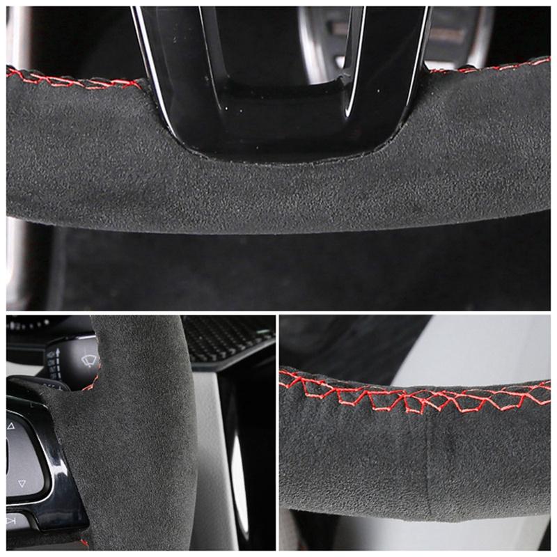 Hand-stitched Black Suede Anti-slip Breathable Car Steering Wheel Cover For Honda Civic 11 XI - Auto Interior