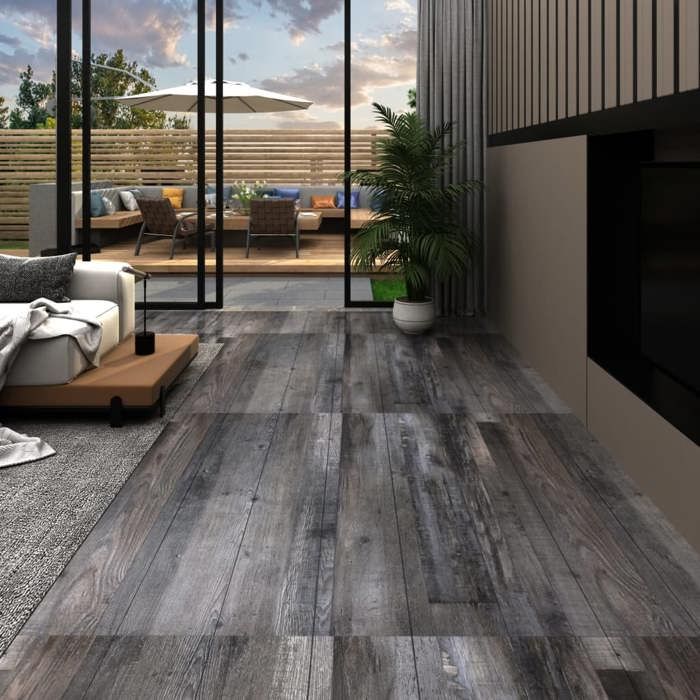 VidaXL Planche de Plancher Planche de Sol Revêtement de Sol Salon Salle de Séjour Intérieur PVC Autoadhésif 5,21 m² 2mm Bois 330189