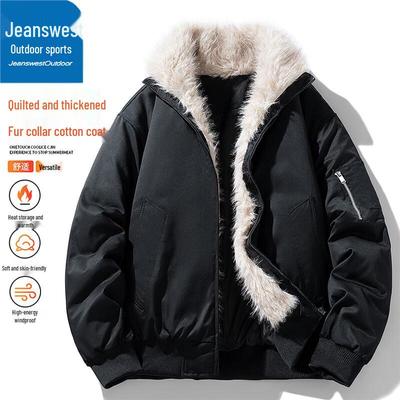 Jeanswest Men's Winter Outdoor Cotton Jacket with Fur Collar