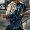 Men Collared Shirt Multicolor Vintage Paisley Diamond Floral Print Long Sleeve Button Down Top