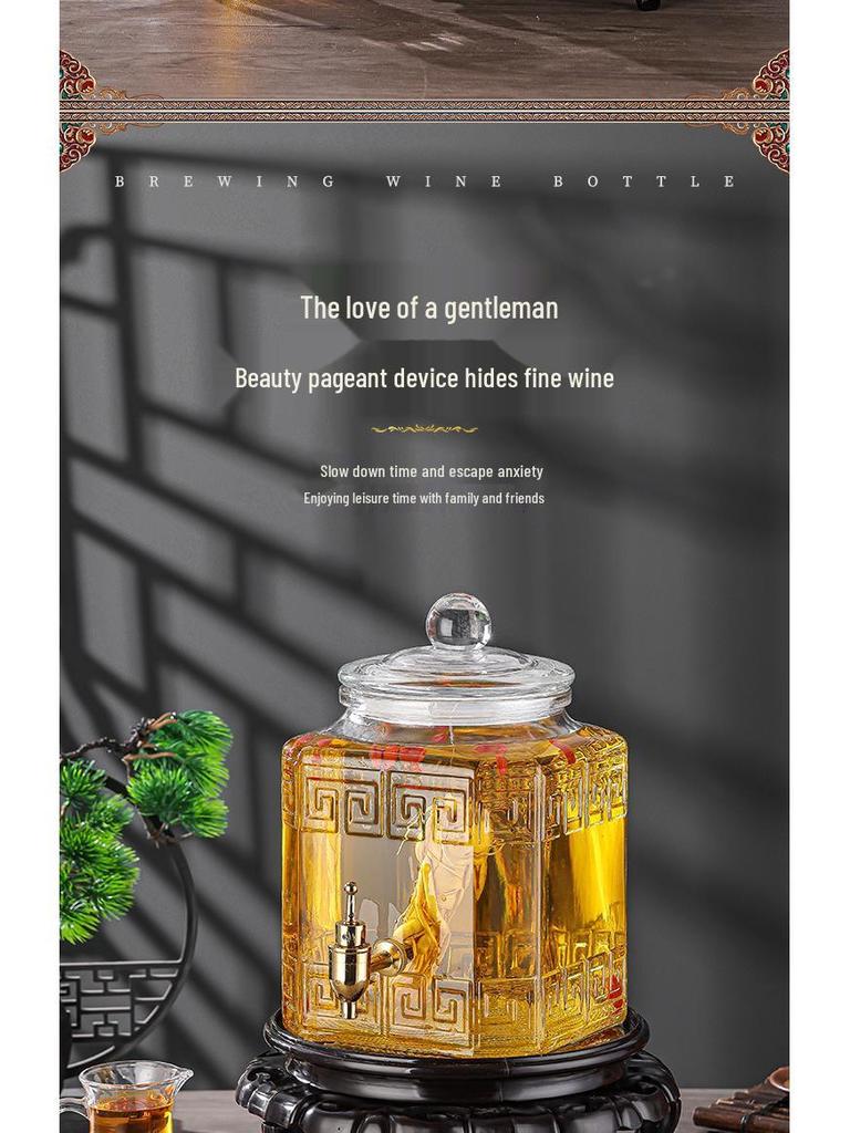 Luxury Sealed Wine & Baijiu Soaking Jar with Faucet for Household Use