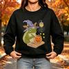 Witch Frog Carving Pumpkin Hoodie Women's Halloween Funny Cute Fall Spooky Graphic Cozy Warm Long Sleeve Pullover Sweatshirt