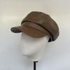 Ins Retro PU Leather Painter Hat Octagonal Hat Handsome Versatile Pumpkin Hat Solid Color Beret Hat