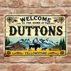 Rustic Metal Welcome Sign  Dutton Ranch Theme with CowboyMountain Design Durable Iron Wall Art  WeatherResista