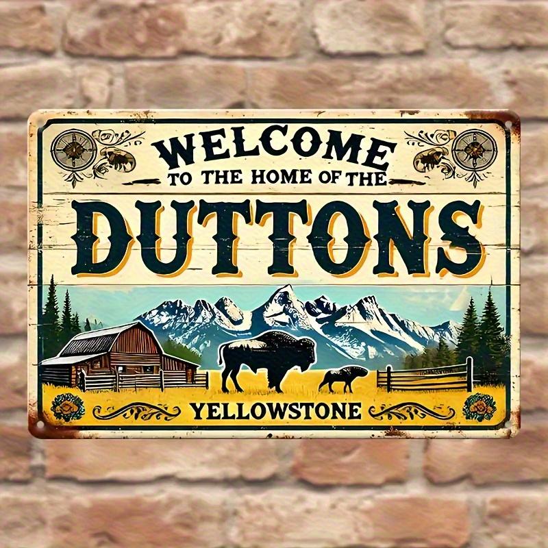 

Rustic Metal Welcome Sign Dutton Ranch Theme with CowboyMountain Design Durable Iron Wall Art WeatherResista 20x30cm（7.8x11.8inch）