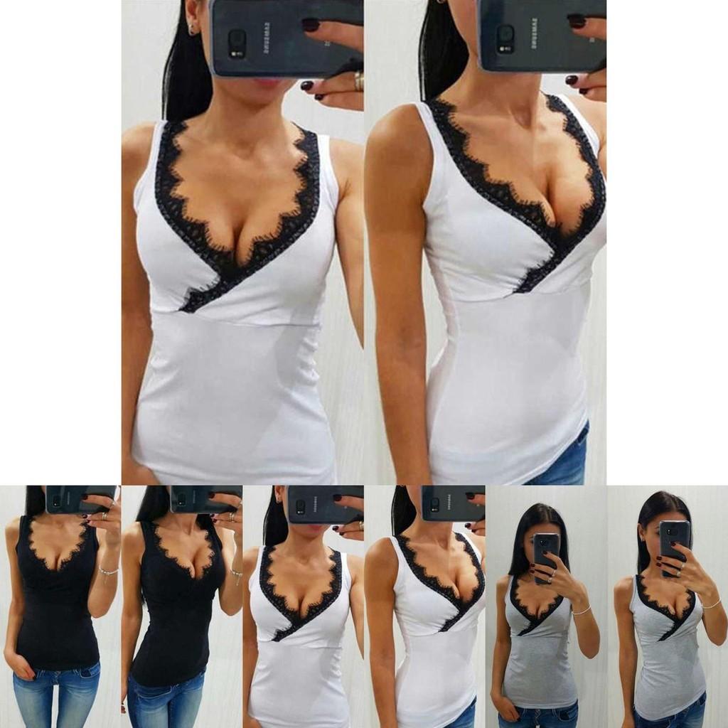 Breathable Sexy Lace Women Vest Tops V-neck Sleeveless Summer Tank Blouse For Everyday Wear