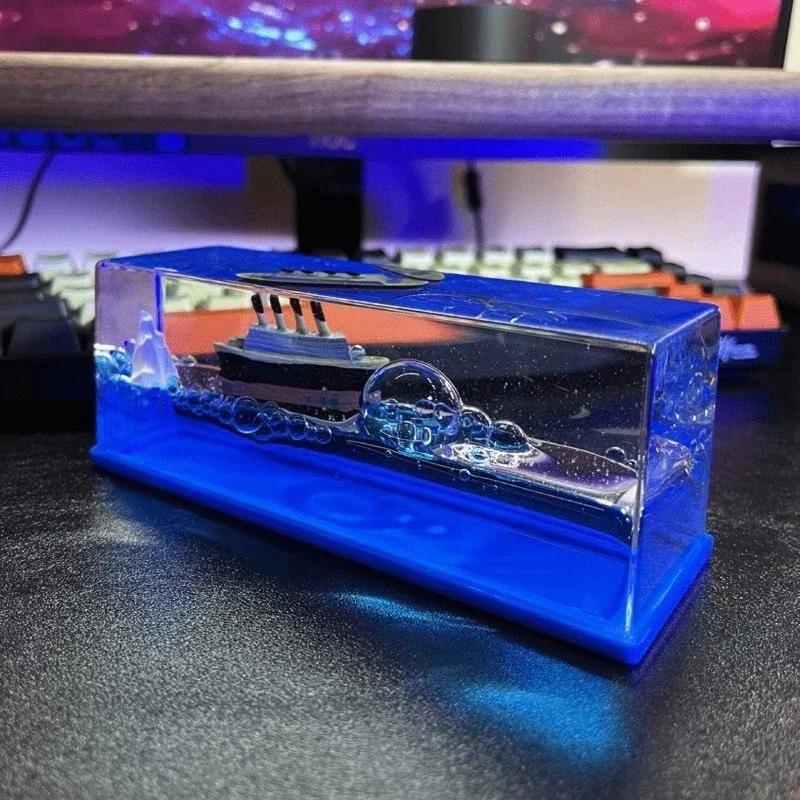 Kreativní tekutá láhev s driftem výletní lodi, stolní dekorace, dárek k narozeninám, dekompresní dekorace, přesýpací hodiny, ozdoba do auta, dárek