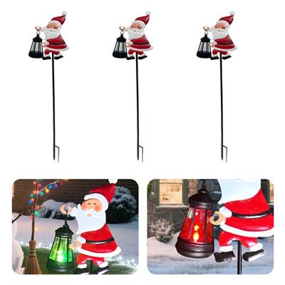 Christmas Santa Solar Kettle Lights with 2 Colors Garden Solar Watering Can Light Christmas Santa Ground Light for Pathway Patio