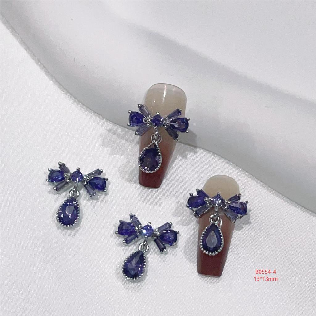 Princess Rhinestone Bow Nail Art Stickers - Colorful Crystal Pendant Accessories