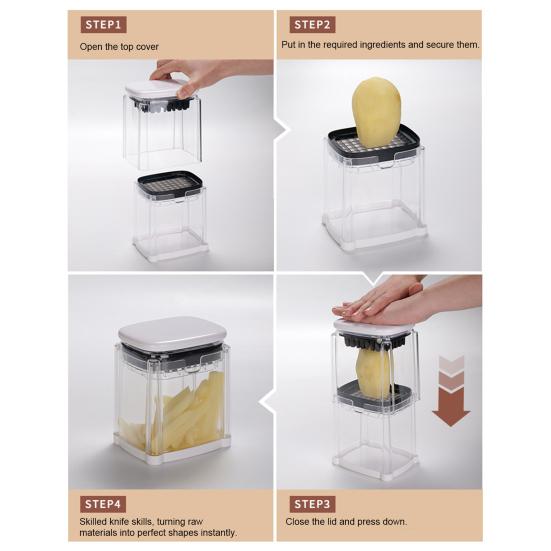 Coupe-légumes Coupe-frites Coupe-oignon Coupe-pommes de terre avec lames tranchantes Lavable au lave-vaisselle Base antidérapante Coupe-fruits