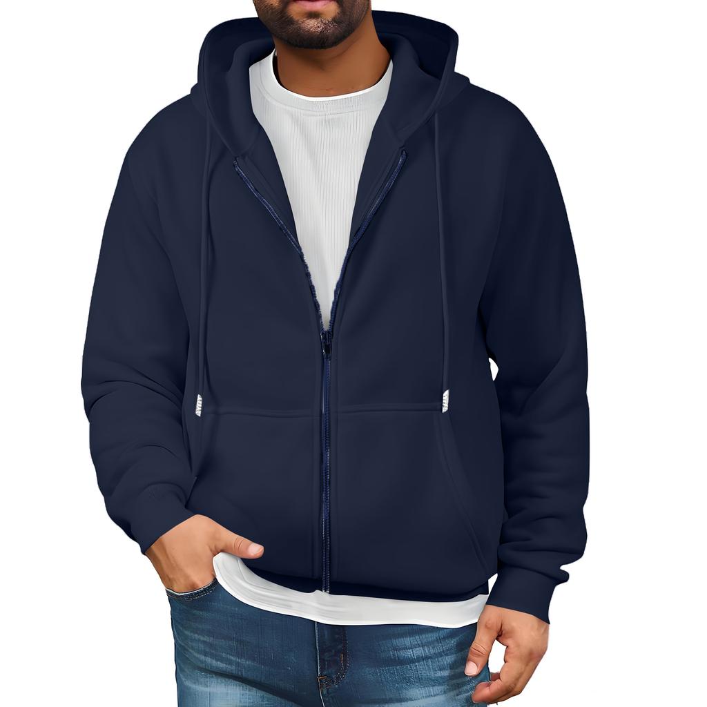 Mens Full Zip Hooded Drawstring Hoodies Pullover Sweatshirts Casual Long Sleeve Shirts