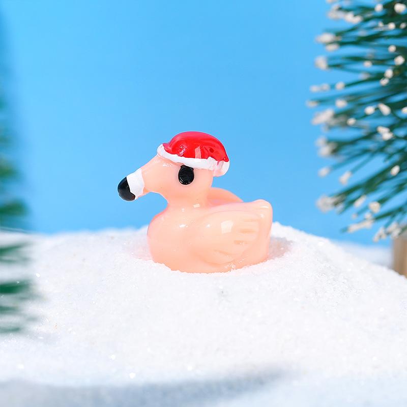 10Pcs/bag Cartoon Cute Christmas Flamingo Mini Model Micro Landscape Resin Crafts Desktop Decoration Fun DIY Decor Accessories