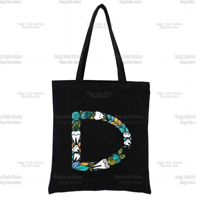 TOOTH 26 Letter Alphabet Printing Canvas Bag Shopper Bag Harajuku Style Women Bags Shoulder Bag Handbag
