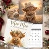 Dekorativ Vægkunst Kalender 2027 Højlandsko Kalender, Sjov Gård Dyre Rustik 12 Månedlig Planlægger for Elskere, Hjemmekontor Indretning Kvæg