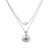 Anti-Oxidation Stainless Steel Conch Pearl Necklace, Double-Layered Design