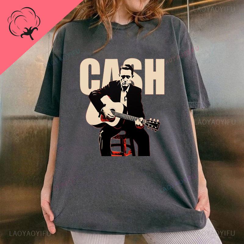 Vintage Johnny Cash Shirt Coutry Music Camisetas Cotton Crewneck Unisex Clothes Print Graphic T Shirts Camisa Classic Legend Tees