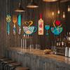 8PCS/SET Rustic Floral Kitchen Utensil Pendant Wood Coffee Cup Wall Sticker Wall Art Decals  Bar